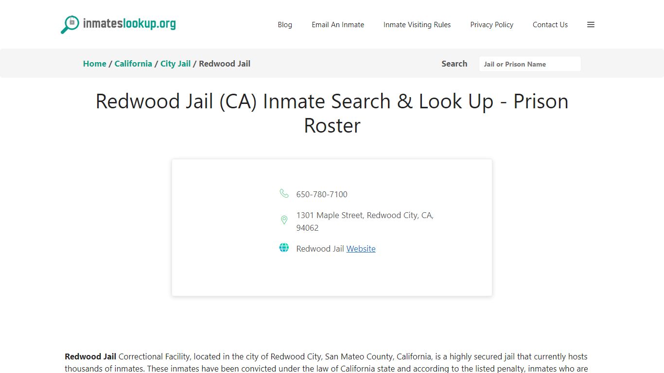 Redwood Jail (CA) Inmate Search & Look Up - Prison Roster